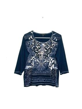 < Y2K B.L.E.U. Patterned Top With Rhinestone Embellishments >